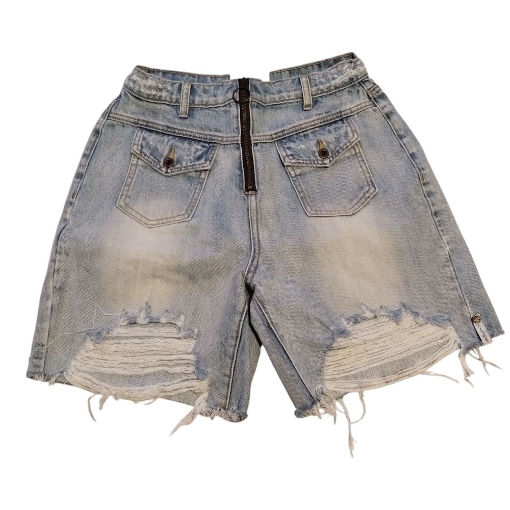 One by One Teaspoon Bridgette Cutoff Denim Shorts Womens 27 Distress High Rise